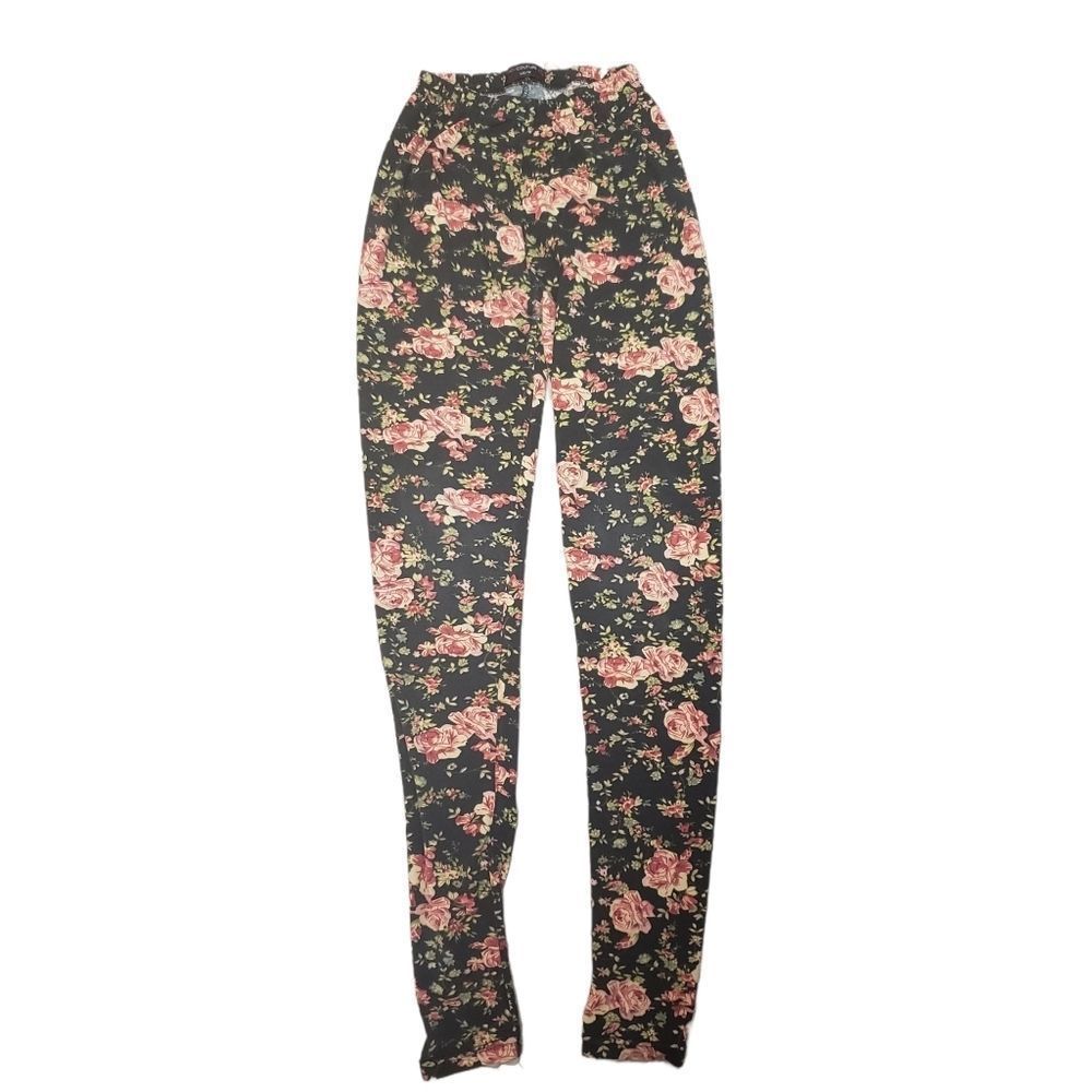 𝅺3 for $25 Candy Couture Floral Rose Leggings XS Extra Small